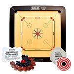 SISCAA Champion Fighter Carrom Board Fast English Birch Ply Best Carrom Board (Black, Includes Perfect Shot Coin Set And Genius Striker ) 20Mm, Kids