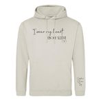 Crafted Memories - Custom Embroidered Heart on Sleeve Sweatshirt Hoodie | Personalised Name | Unisex & Ethical | PETA Vegan Approved | Mother's Day, Anniversary, Matching, Heart on Sleeve