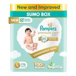 Pampers Premium Care Pant Style Baby Diapers, Large (L), 176 Count, 9-14kg, All-in-1 with 360 Cottony Softness Diapers