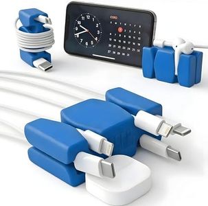 CordBrick 6PK Silicone & Steel Weighted Nightstand Cord Holders. Travel Phone Charger Organizers. Useful iPhone Accessories. Small Gifts for Men, College Students. Tech Gadgets for Teens. Blue