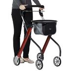 Stander Let’s Go Indoor Rollator, Lightweight Four Wheel Euro Style Walker with Tray, Folding Mobility Aid for Seniors by Trust Care, Red