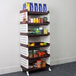 ADA® Premium Virgin Plastic 6-tier Vegetable Stand for Kitchen, Multipurpose Storage Organizer for Fruits, Vegetables & Kitchen Accessories Items, Kitchen Trolley with Wheels, Brown (50 x 30 x 117 cm)