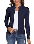 Aottori Ladies Zip Up Cardigans Long Sleeve Open Front Knitted Cardigan Casual Zipper Knitwear Loose Chunky Outwear Navy XL