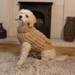 AllPetSolutions Fitted Puppy Sweater - Warm Dog Jumper Knitwear, Luxury Puppy Clothes - Knitted Clothing & Accessories for Dogs - Washable Dog Sweaters for Big-Size Breeds - Large, 40cm Long, Brown