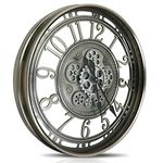 DORBOKER Moving Gears Wall Clock Large Modern Metal Clocks for Living Room Decor, Industrial Steampunk Unique Vintage Rustic Decorative Clock for Home Farmhouse Office, 53.5cm,Gunmetal Arabic