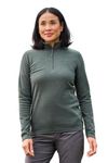 Mountain Warehouse Camber Half Zip Women's Striped Fleece - Lightweight, Warm & Cosy Half Zip Sweatshirt Top - Best for Camping, Outdoors, Travelling & Hiking Khaki M