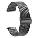 TStrap Mesh Watch Strap Metal - Black Quick Release Watch Band for Men - Stainless Steel Wrist Band Replacement - Bracelet de Montre pour Homme - 16mm 18mm 20mm 22mm