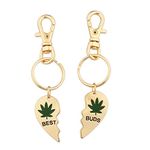 Lux Accessories Marijuana Leaf 420 Weed Pot Broken Heart BFF Best Friends Keychain Set