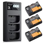 K&F Concept 3-Pack 2250mAh LP-E6NH Battery and Triple Slot USB Charger for Canon EOS R7, R5, R6, R, 5D III IV, 5DS, 5DS R, 6D, 6D II, 7D, 7D II, 80D, 90D