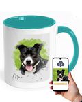 Personalised Mug with Artistic Pet Portrait of Your Dog Handmade from Photo, Unique Custom Personalised Dog Gifts for Dog Lovers