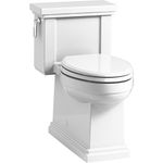 KOHLER K-3981-0 Tresham Comfort Height Compact Elongated 1.28 GPF Toilet with AquaPiston Flush Technology and Left-Hand Trip Lever, White, 1-Piece