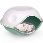 CAT CENTRE Green Outdoor Strong Plastic Pet Dog Cat Feline Canine Bed House Kennel Crate Basket Enclosure Furniture Play Sleep Pen Weatherproof Comfortable Durable Sturdy Safe