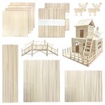 DOITEM 214 PCS Natural Wood Craft Lollipop Sticks Dowel Rods Balsa Wood Sheets Smooth Popsicle Art Stick Perfect for Craft Items