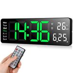 Fuloon Digital Wall Clock, 13 inch Large Display Digital Alarm Clock, Adjustable Brightness LED Digital Clock with Remote Control, Countdown Clock with Date, Week, Temperature(Plug In Electricity)