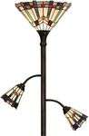 Bieye L30812 Mission Tiffany Style Stained Glass Floor Lamp for Reading, Work, Decoration, 3 Lights, 70 Inches High