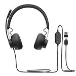 Logitech Zone 750 Wired On-Ear Headset with Advanced Noise-Canceling Microphone, Simple USB-C and Included USB-A Adapter, Plug-and-Play Compatibility for All Devices, Graphite