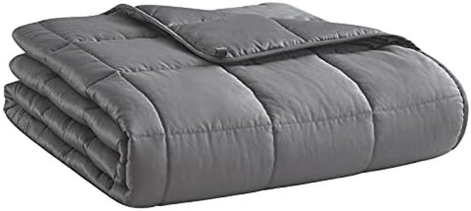 Weighted Blanket - Dark Grey, 48"x72", 15lbs, Cooling, Breathable, Microfiber with Glass Beads, Big, All-Season