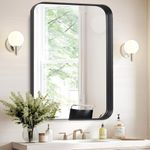 CILIBER Bathroom Mirror, 24x32 inch Wall Mirror, Matte Black Vanity Mirror, Rectangle Mirror Rounded Corner with Deep Notches Wall Mounted for Bathroom, Entryway and Living Room (Horizontal/Vertical)