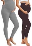 Litelooks Women's Cotton Lycra Over Belly Maternity Leggings - Comfortable, Seam-Free, High Waist Support, Stretchable Pregnancy Pants for Pre & Post Pregnancy (in, Alpha, XL, Regular, Gry-BRN)