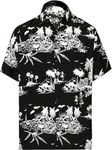 LA LEELA Men's Hawaii Shirt Button Down Cruise Large Holiday Dust Black