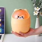 Mini Trash Can, Cute Animal Desktops Trash Bin with Lid, Protable Rubbish Storage, Paper Bin, Garbage Bin for Office Kids Bedroom Use, 11*15.5 cm, 4L (Yellow)