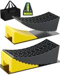 TGBOX RV Leveling Blocks Ramp Kit, 2 Packs Camper Leveler System for Travel with Two Chocks, 2 Anti-Slip Mats, 1T Bubble Level and Carry Bag, Up to 35000 LBS, Easier & Faster to Level Camper-Yellow