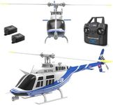 Bell 206 Remote Controlled Helicopter Aircraft Plane Drone RC Heli Single Rotor No Ailerons 6CH 6-Axis Gyroscope Altitude Hovering W/Optical Flow Localization 2Battery for Adults Beginners (Blue ）