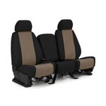 Front Seats: ShearComfort Custom Imitation Leather Seat Covers Compatible with Ford Mustang (2005-2007) in Black w/Beige for Buckets w/Adjustable Headrests (All Models)