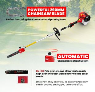 BU-KO 52cc Petrol Garden Multi Tool – 4-in-1 Trimmer & Brush Cutter