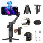 AOCHUAN Gimbal Stabilizer for Smartphone, Gimbal w/AI Vision Sensor for Face Tracking, 3-Axis iPhone Gimbal w/Wireless Charging for Vlog Recording, Compatible with iPhone/Android-Smart AI XPro Black