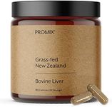 ProMix Nutrition Grass Fed Raw Beef Liver Supplement, Multivitamin Detox for Liver Health, Bioavailable Vitamin A, B12, D3, Heme Iron, 180 Gelatin Capsules