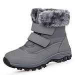 Snow Boots Womens Waterproof Ladies Walking Winter Ankle Boots Warm Fur Lined Anti Slip Shoes,629 Grey 8UK 42EU 260