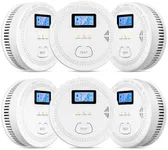 6 Packs, 2 in 1,Smoke Carbon Monoxide Detector,Carbon Monoxide Detectors/Smoke Alarm,85 dB Alarm,Large Screen Readout,Test Button,Battery Operated, Work State LED Flash,Easy Install
