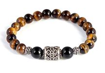 Silver Tree 925 Sterling Silver Plated With Tiger's Eye Retro Bracelet For Men & Women (black & Brown)