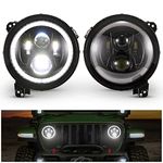 Kiwi Master LED Headlights for Gladiator JT 2018-2024 Wrangler JL/4xe Accessories Halo DRL 9 Inch Round Headlight with Daytime Running Lights