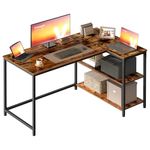 VASAGLE L Shaped Corner Desk, Computer Gaming Desk with Storage, Reversible Height-Adjustable Shelves, for Home Office, 120 x 80 cm, Rustic Brown LWD136KD01
