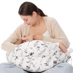 momcozy Nursing Pillow With Breastfeeding - Ergonomic Support & Original Security Fence to Baby' Safety - Making Breastfeeding Easy and Comfort for Mom & Baby - Ink Wash Leaves Pattern