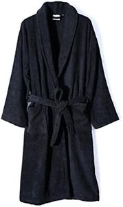 100% Egyptian Cotton Towelling Bath Robe Unisex Dressing Gown Terry Towel Dressing Gowns Bathrobes- Terry Towel Shawl Collar (UK, Alpha, One Size, Regular, Regular, Black)