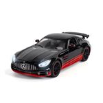 Cocoblinc 1 24 Mercedes-Benz GTR Black Warrior Model Car Sports Car Alloy Metal Pull Back Die-Cast Car Diecast Metal Pullback Toy Car with Openable Doors Light Music Toys for Kids