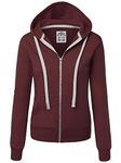 Lock and Love Women's Active Casual Zip-up Hoodie Jacket Long Sleeve Comfortable Lightweight Sweatshirt, Wsk954_wine, Medium