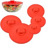 Shuban Set Of 5 Microwave Safe Reusable Heat Resistant Food Grade Silicone Suction Lids fits Cups, Bowls, Plates, Pots, Pans, Skillets, Stove Top, Oven, Fridge, BPA Free