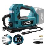 MaxAwe Cordless Air Compressor with Car Cable and 3 Nozzles, Portable Electrical Tyre Pump for Makita 18V, Wireless Tire Inflator for Cars Motors Bicycles Balls (NO Battery)