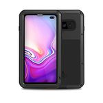 Galaxy S10 Plus Case,Bpowe Armor Tank Aluminum Metal Gorilla Glass Shockproof Military Heavy Duty Sturdy Protector Cover Hard Case for Samsung Galaxy S10 Plus, Black