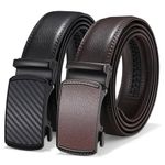 LEACOOLKEY Men's leather belt with slide automatic, Adjustable Ratchet Belt 35mm for men for business casual