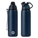 Fjbottle Stainless Steel Water Bottle 600ml/800ml/1L/1.5L with Magnetic Lid, BPA Free Insulated Water Bottle, Sports Metal Water Bottle Hot&Cold Drinks Vacuum Flask Leak-Proof for Gym, Work, Travel