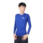 Under Armour Men's Armour HeatGear Compression Long-Sleeve T-Shirt , Royal Blue (400)/White, Large