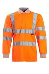 Mens Hi Vis Viz High Visibility Reflective Tape Safety Polo Contrast Long Sleeve Workwear Visibility Tee Tshirt Top ORANGE 3XL