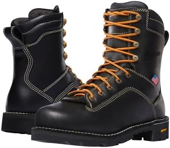 Danner 8” Quarry USA Waterproof Alloy Safety Toe Work Boots for Men - Full-Grain Leather with Gore-Tex Lining and Traction Heel Outsole, EH Resistant, Black - 12 D