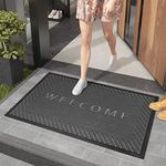 Color&Geometry Welcome Mats Outdoor Door mat Outside Entrance, 35"x59" Door Mats Outdoor Entrance, Heavy Duty Non Slip Waterproof Rubber Outside Door Mats, Entry Rug for Entryway, Patio, BlackGrey