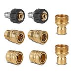 Qooltek Pressure Washer Adapter Set, Quick Disconnect Hose Fittings, Brass Couplers of M22-14 Swivel to 3/8" Quick Connect, 3/4" Male to 1/2" Quick Release, 8PCS